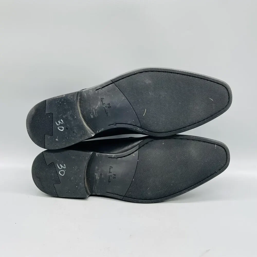 Paul Smith Shoes Mens 9 Black Leather Derby Oxford Dress Almond Toe Classic